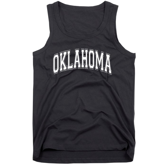 Oklahoma Ok Varsity Style White Text Tank Top