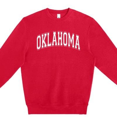 Oklahoma Ok Varsity Style White Text Premium Crewneck Sweatshirt