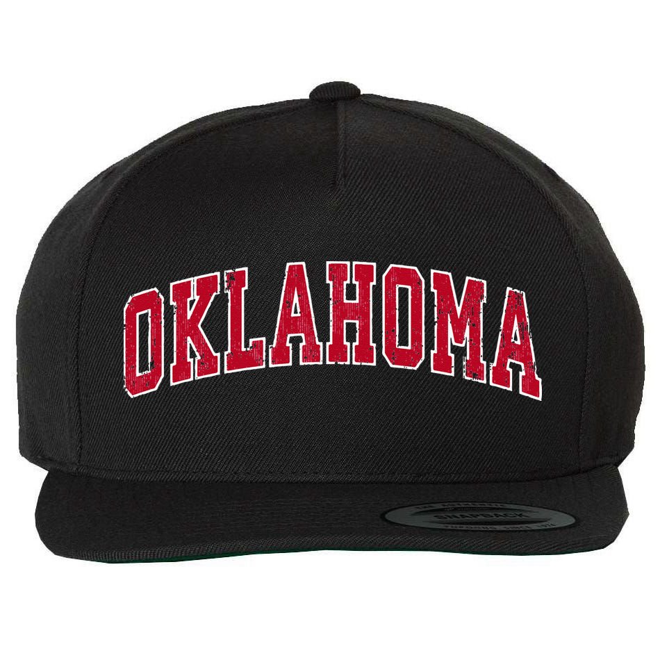 Oklahoma OK Vintage Sports Design Red Design Swea Wool Snapback Cap