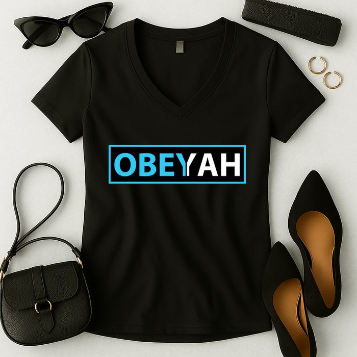 Obeyah Obey Yah God Christian Hebrew Roots Women's V-Neck T-Shirt