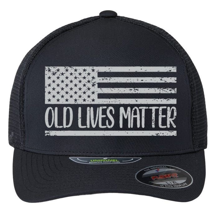 Old People 50th Birthday Tee Old Lives Matter Design Flexfit Unipanel Trucker Cap