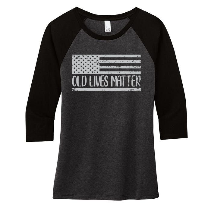 Old People 50th Birthday Tee Old Lives Matter Design Women's Tri-Blend 3/4-Sleeve Raglan Shirt