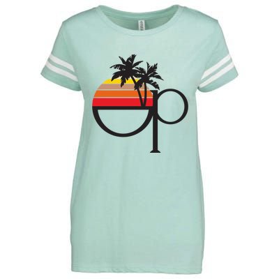 Ocean Pacific 80s Retro Sunset Enza Ladies Jersey Football T-Shirt