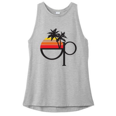 Ocean Pacific 80s Retro Sunset Ladies PosiCharge Tri-Blend Wicking Tank