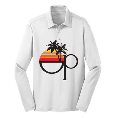 Ocean Pacific 80s Retro Sunset Silk Touch Performance Long Sleeve Polo