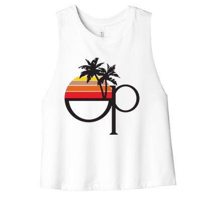 Ocean Pacific 80s Retro Sunset Women's Racerback Cropped Tank