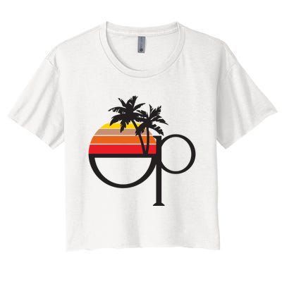 Ocean Pacific 80s Retro Sunset Women's Crop Top Tee