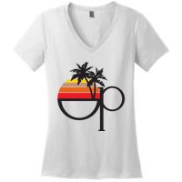 Ocean Pacific 80s Retro Sunset Women's V-Neck T-Shirt