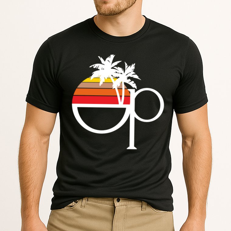 Ocean Pacific 80s Retro Sunset Cooling Performance Crew T-Shirt