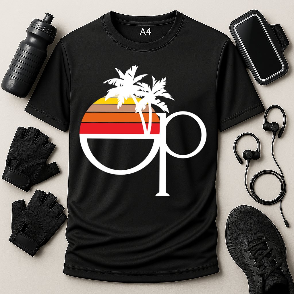 Ocean Pacific 80s Retro Sunset Cooling Performance Crew T-Shirt