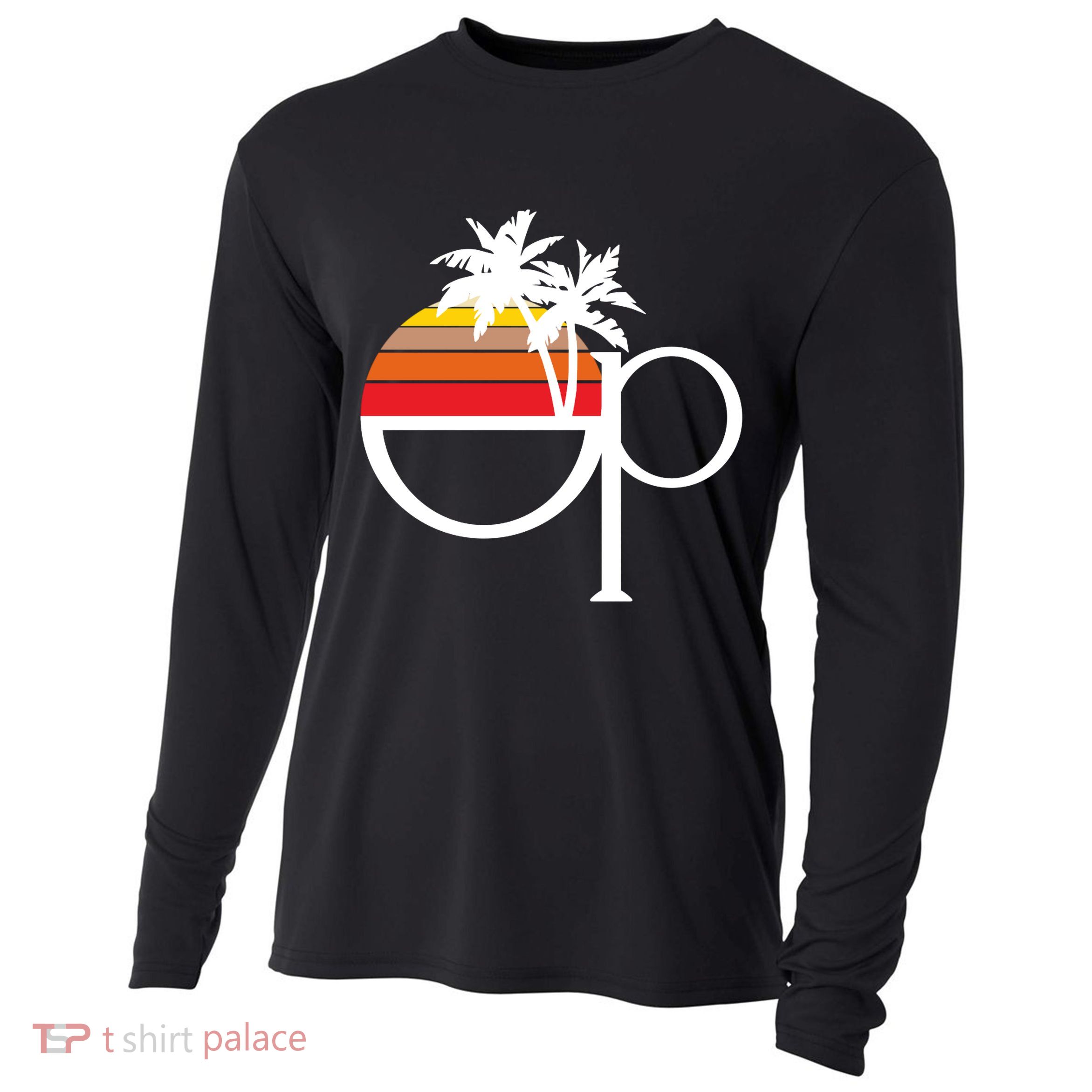 Ocean Pacific 80s Retro Sunset Cooling Performance Long Sleeve Crew