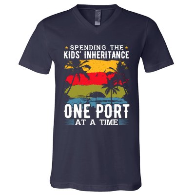 One Port At A Time Cruise Ship Cruise Cruise V-Neck T-Shirt