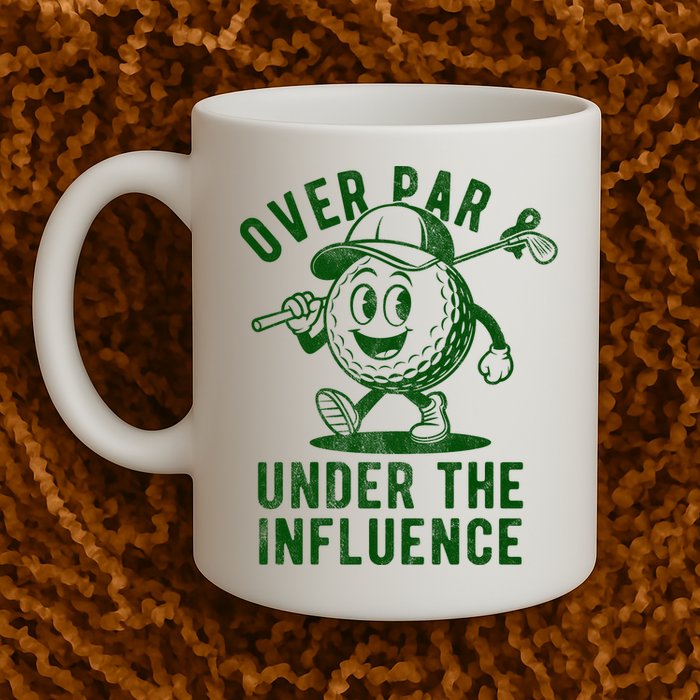 Over Par And Under The Influence Golfing Mug