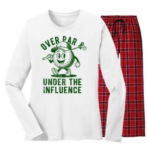 Over Par And Under The Influence Golfing Women's Long Sleeve Flannel Pajama Set 