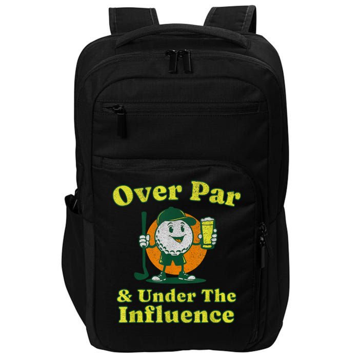 Over Par And Under The Influence Funny Vintage Golf Drinking Impact Tech Backpack