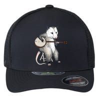 Opossum Playing Banjo Guitar Possum Live Weird Trash Kitty Flexfit Unipanel Trucker Cap