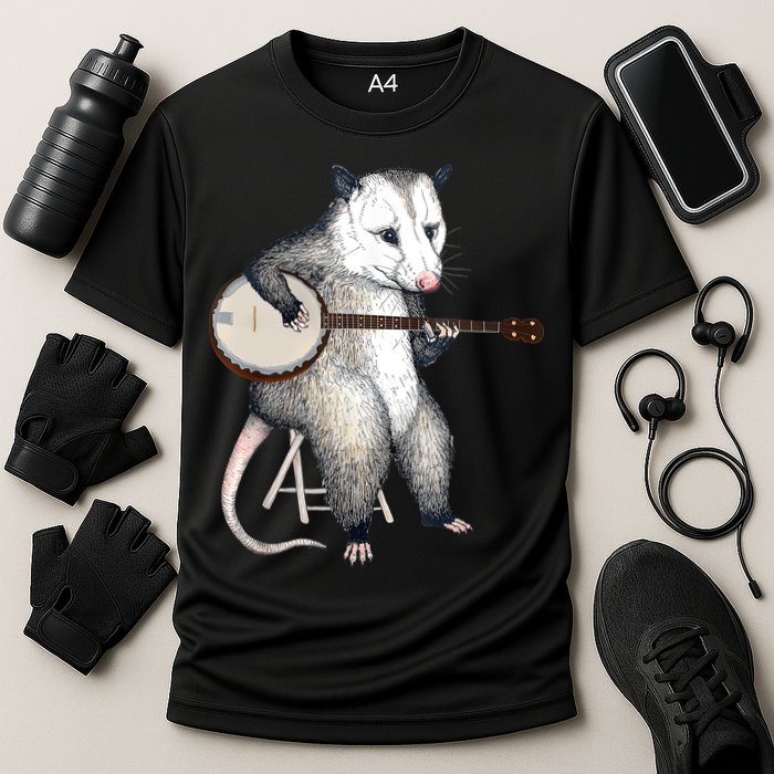 Opossum Playing Banjo Guitar Possum Live Weird Trash Kitty Performance Shirt