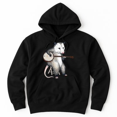 Opossum Playing Banjo Guitar Possum Live Weird Trash Kitty Hoodie