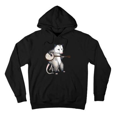 Opossum Playing Banjo Guitar Possum Live Weird Trash Kitty Hoodie