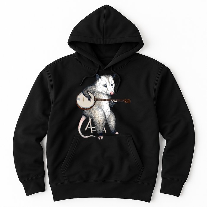 Opossum Playing Banjo Guitar Possum Live Weird Trash Kitty Hoodie