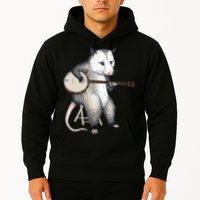 Opossum Playing Banjo Guitar Possum Live Weird Trash Kitty Hoodie
