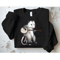 Opossum Playing Banjo Guitar Possum Live Weird Trash Kitty Sweatshirt