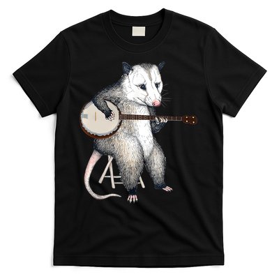 Opossum Playing Banjo Guitar Possum Live Weird Trash Kitty T-Shirt