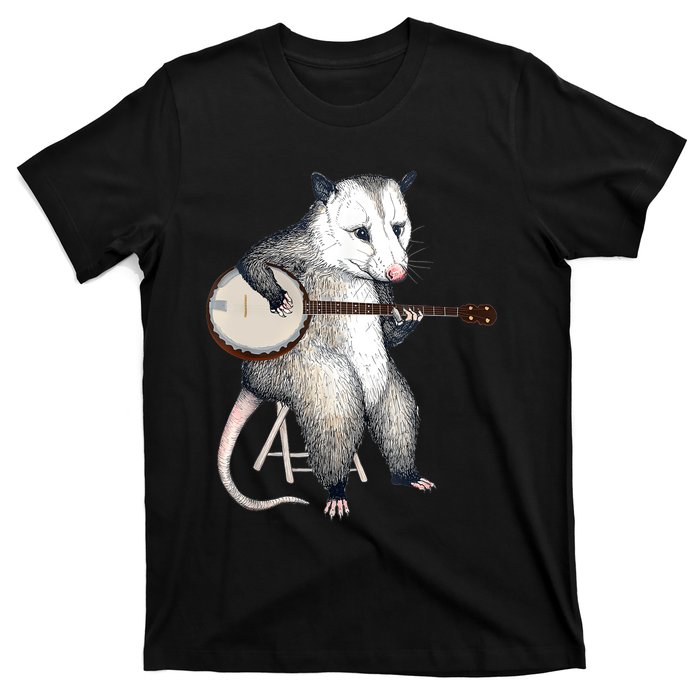 Opossum Playing Banjo Guitar Possum Live Weird Trash Kitty T-Shirt