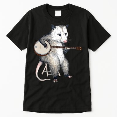 Opossum Playing Banjo Guitar Possum Live Weird Trash Kitty Tall T-Shirt