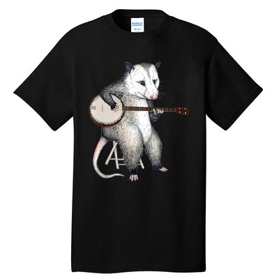 Opossum Playing Banjo Guitar Possum Live Weird Trash Kitty Tall T-Shirt