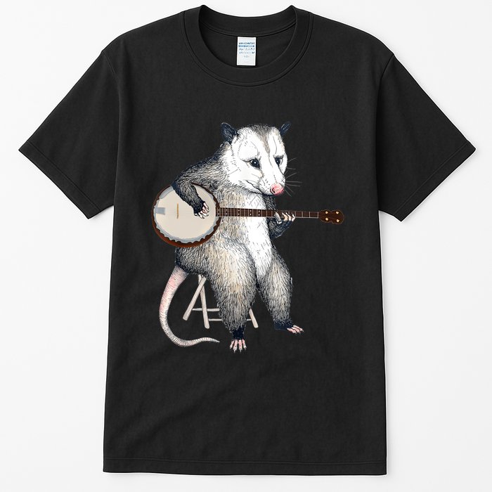 Opossum Playing Banjo Guitar Possum Live Weird Trash Kitty Tall T-Shirt