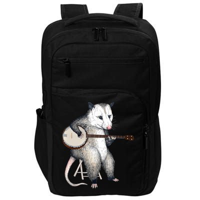 Opossum Playing Banjo Guitar Possum Live Weird Trash Kitty Impact Tech Backpack