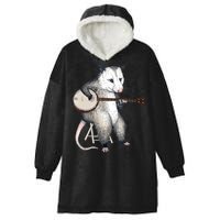 Opossum Playing Banjo Guitar Possum Live Weird Trash Kitty Hooded Wearable Blanket