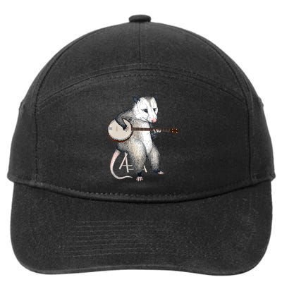 Opossum Playing Banjo Guitar Possum Live Weird Trash Kitty 7-Panel Snapback Hat