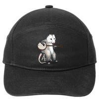 Opossum Playing Banjo Guitar Possum Live Weird Trash Kitty 7-Panel Snapback Hat