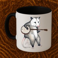 Opossum Playing Banjo Guitar Possum Live Weird Trash Kitty Mug