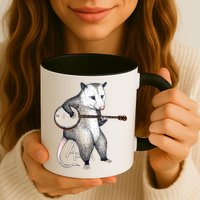 Opossum Playing Banjo Guitar Possum Live Weird Trash Kitty Mug