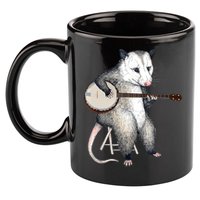 Opossum Playing Banjo Guitar Possum Live Weird Trash Kitty 11oz C Handle Ceramic Mug