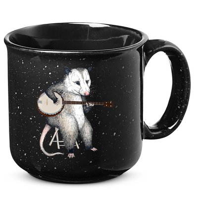 Opossum Playing Banjo Guitar Possum Live Weird Trash Kitty 15oz Campfire Ceramic Mug