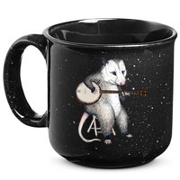 Opossum Playing Banjo Guitar Possum Live Weird Trash Kitty 15oz Campfire Ceramic Mug