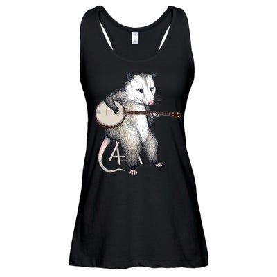 Opossum Playing Banjo Guitar Possum Live Weird Trash Kitty Ladies Essential Flowy Tank