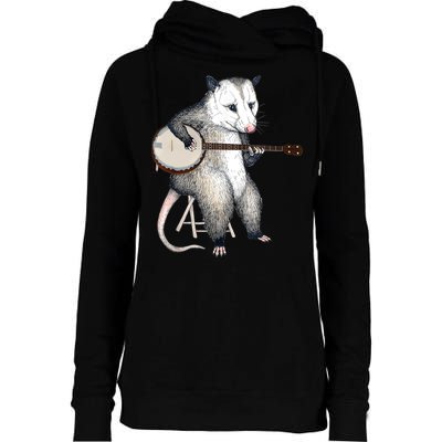 Opossum Playing Banjo Guitar Possum Live Weird Trash Kitty Womens Funnel Neck Pullover Hood