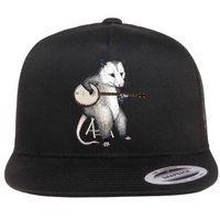 Opossum Playing Banjo Guitar Possum Live Weird Trash Kitty Flatbill Hat