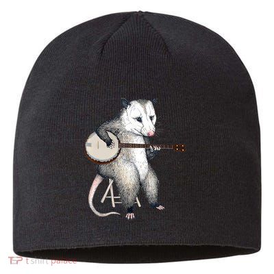 Opossum Playing Banjo Guitar Possum Live Weird Trash Kitty Sustainable Beanie