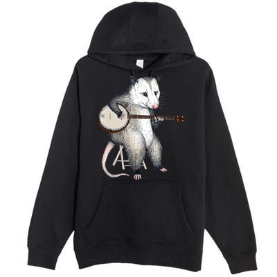 Opossum Playing Banjo Guitar Possum Live Weird Trash Kitty Premium Pullover Hoodie