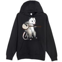 Opossum Playing Banjo Guitar Possum Live Weird Trash Kitty Premium Pullover Hoodie