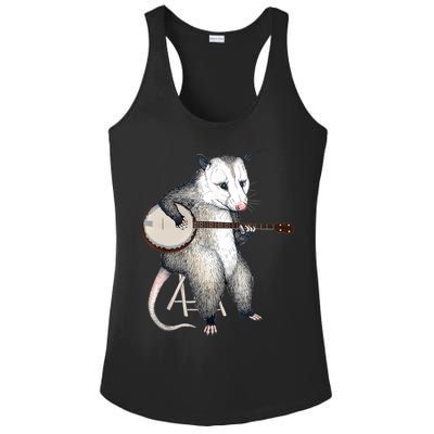 Opossum Playing Banjo Guitar Possum Live Weird Trash Kitty Ladies PosiCharge Competitor Racerback Tank