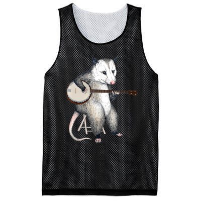 Opossum Playing Banjo Guitar Possum Live Weird Trash Kitty Mesh Reversible Basketball Jersey Tank