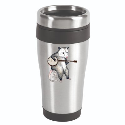 Opossum Playing Banjo Guitar Possum Live Weird Trash Kitty 16oz Travel Tumbler