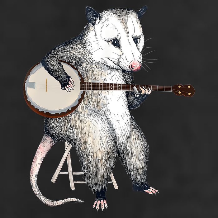 Opossum Playing Banjo Guitar Possum Live Weird Trash Kitty Large Microfiber Waffle Golf Towel